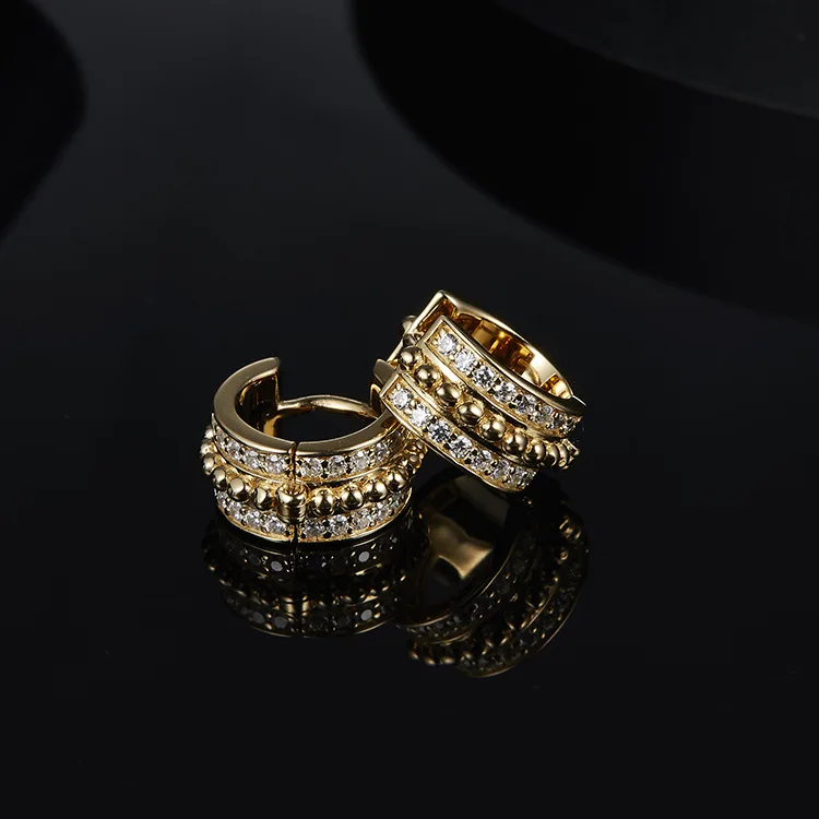 

[MeiBaPJ] With Brand Logos Real Silver Yellow Gold Color Mini Hoop Earrings AAA Zircon Stones Women Jewelry