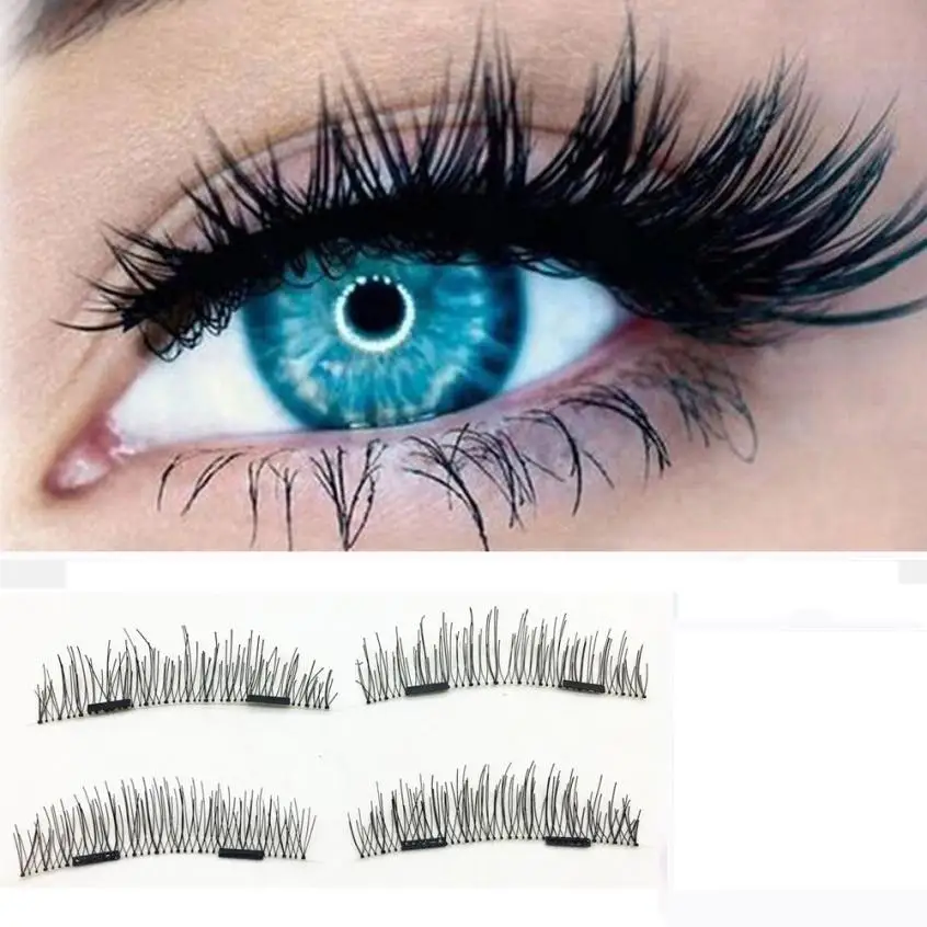 

Women Eye Makeup 1 Pair 3D Double Magnetic False Eyelashes Lashes Reusable False Magnet Lashes 2U1020