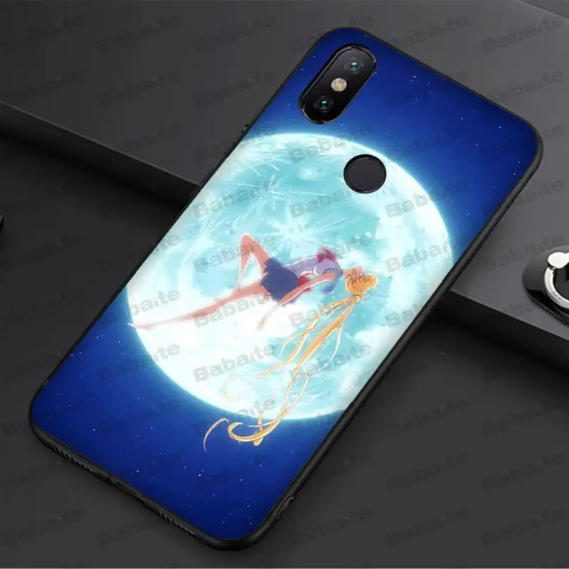 Умный чехол Babaite Sailor Moon girl черный мягкий для телефона redmi 5plus 5A 6pro 4X note5A note4x note7 6A