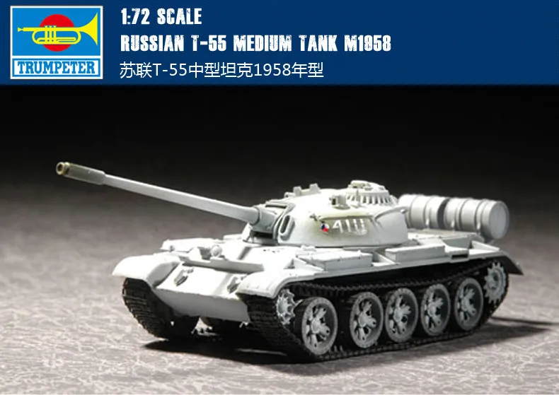 

Trumpet Hand 07282 1:72 Soviet T-55 Medium Tank 1958 Assembly Model Building Kits Toy