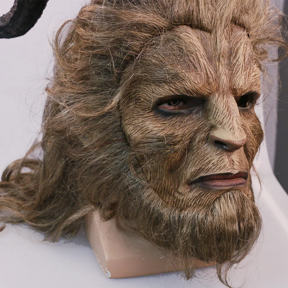 2017 Hot Movie Beauty and the Beast Adam Prince Mask Cosplay Horror Mask Latex Lion Helmet Halloween Party (4)