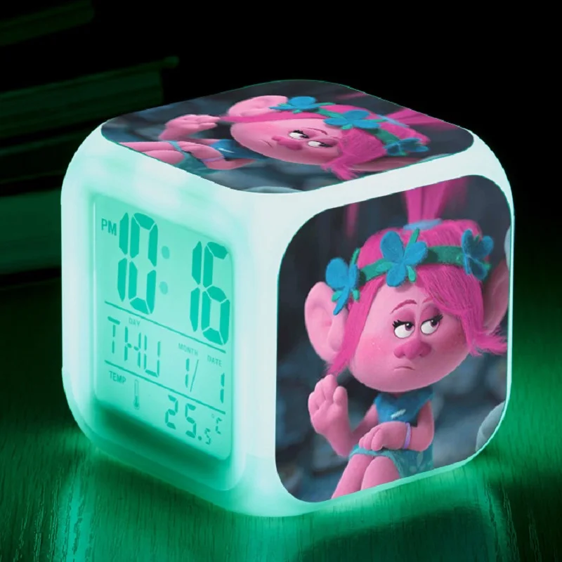 

LED Trolls Light Alarm Clocks Trolls Figures Poppy Trolls PVC Figures Square Wake Up Watch Figures Kids Birthday Xmas Gift Toys