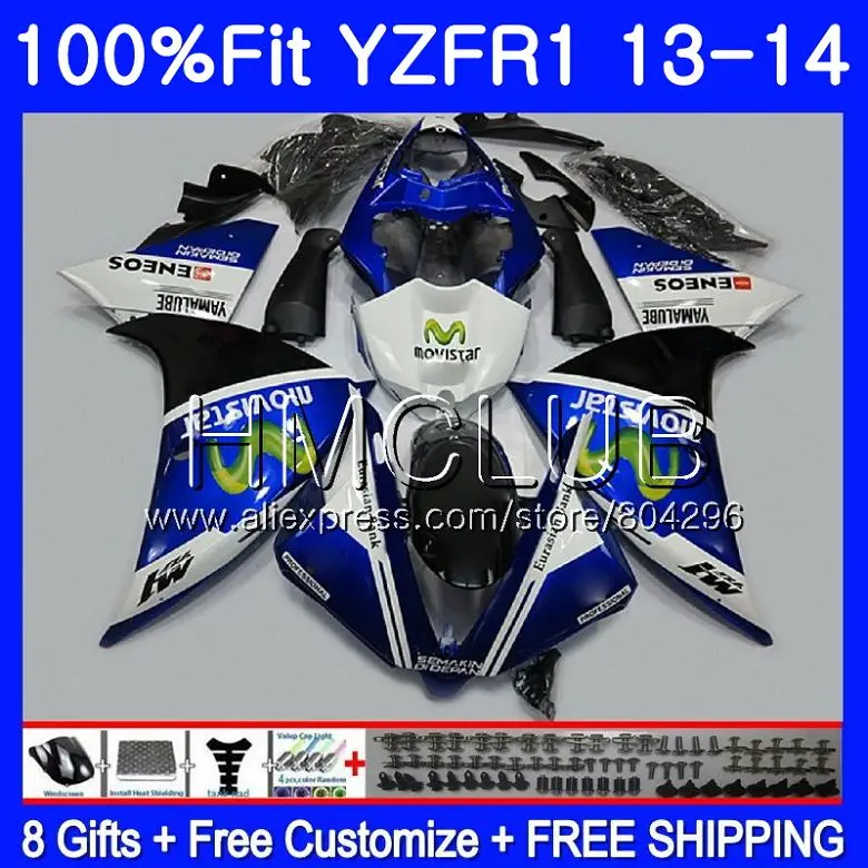 

Injection Body For YAMAHA YZF R 1 YZF 1000 YZFR1 13 14 112HM.5 YZF-1000 YZF-R1 13 Movistar Blue YZF1000 YZF R1 2013 2014 Fairing