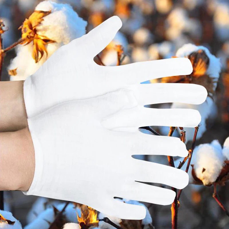 12 пар/лот анти-вырезать перчатки безопасности вырезать устойчивостью перчатки хлопка износостойкие белый нескользящей толстой парадные