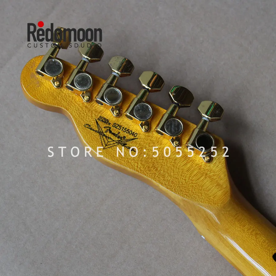 Factory custom Tele electric guitar with gold hardwares quilted maple top maple fingerboard musical instrument shop