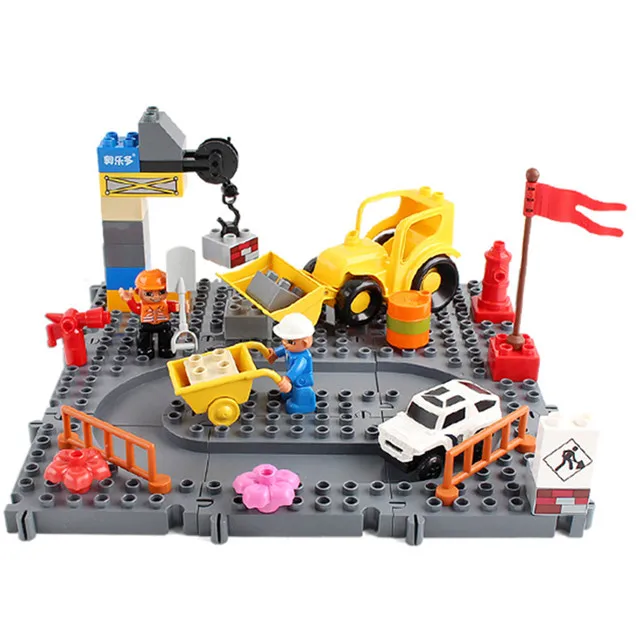 

Large Particle Track Building Block Bricks Construction Toys for Children Compatible with Legoingly Duploe Track DIY Baby Gifts