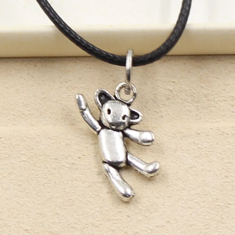

Fashion gymnastics lovely bear Necklace Pendant Women Jewelry Black Leather Punk Choker Gothic Leather Necklace Friendship Gift
