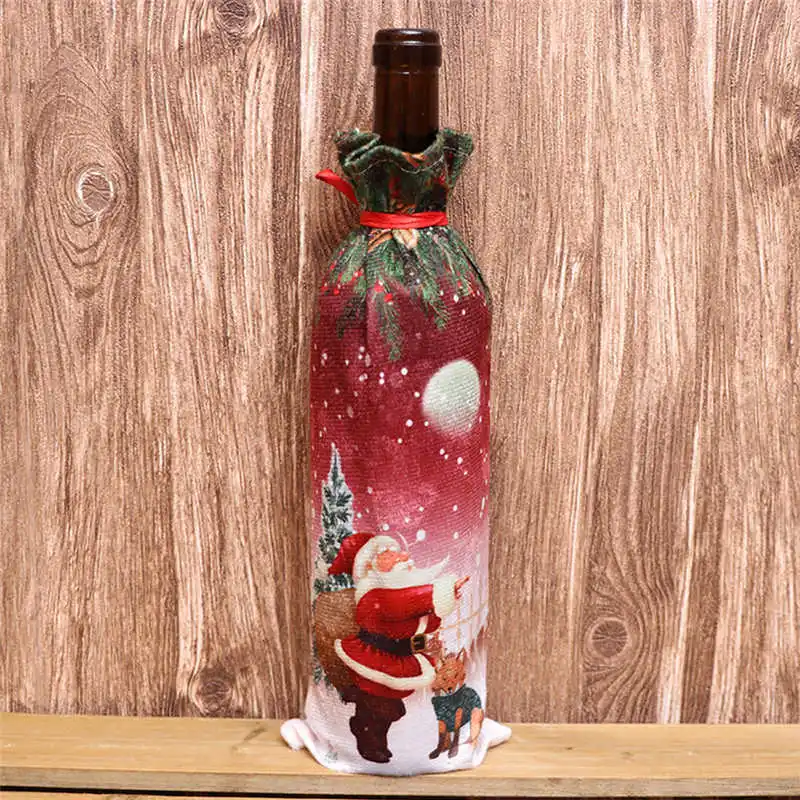 Christmas Xmas Wine Bottle Covers Bag Santa Claus Snowman Bottle Cover Dinner Table Decoration for Home New Year Products #2o26 (10)
