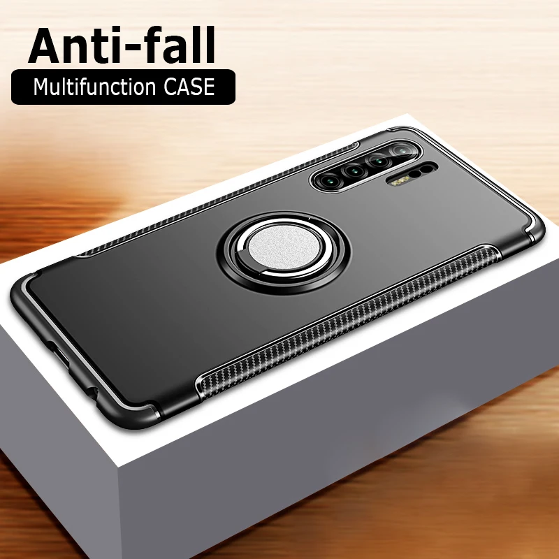 

Luxury Slim Armor Car Ring Case For Huawei P30 Pro P30 Lite Soft Silicone+Hard PC Shockproof Back Cover For Nova 3e 4e Cases