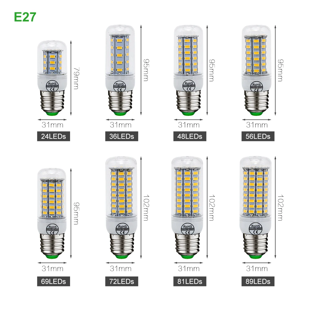 1 шт. E27 E14 светодиодный кукурузная лампа SMD 5730 лампы в форме свечи 220V домашняя декорационная лампа для Люстра-прожектор 12 24 36 48 56 69 светодиодный s