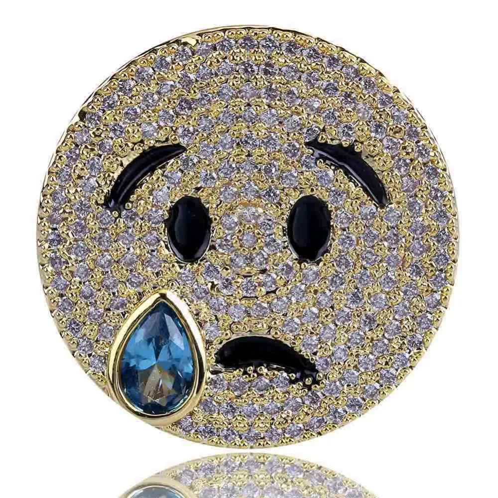 Hip hop Luxury Micro Pave CZ Emoji Simle Rings NightClub Geometry Crying Finger Rings Rock Mens Boys Rock Jewelry Accessories