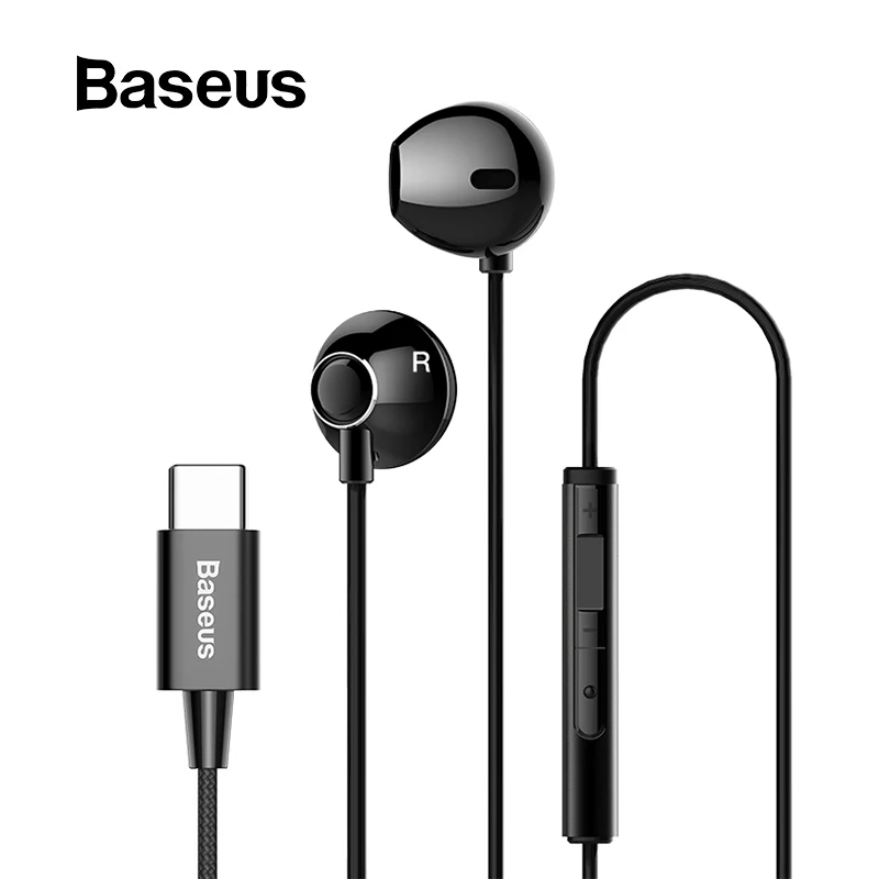 

Baseus C06 USB Type-c Earphone Stereo Sound Earbuds With mic for Xiaomi mi 9 8 se note 3 Huawei p30 pro mate 20 pro Oppo Find X