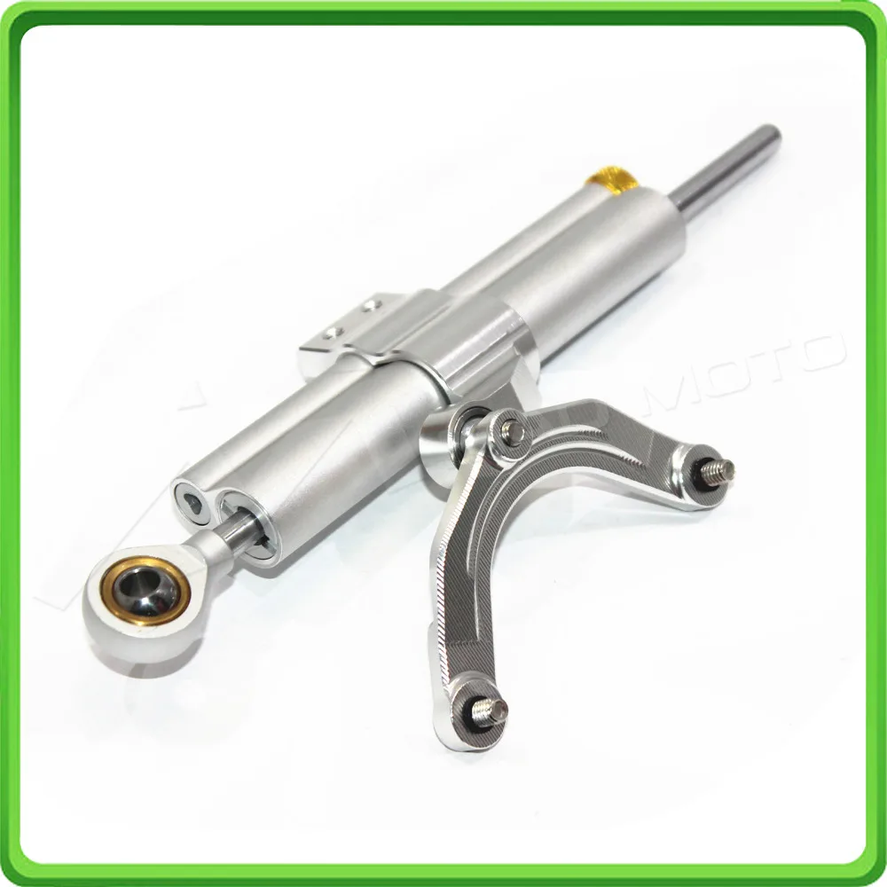 For MV Agusta F3 675 800 2012 2013 2014 2015 2016 2017 Steering Damper Stabilizer & Bracket Mount Kit Silver color (4)