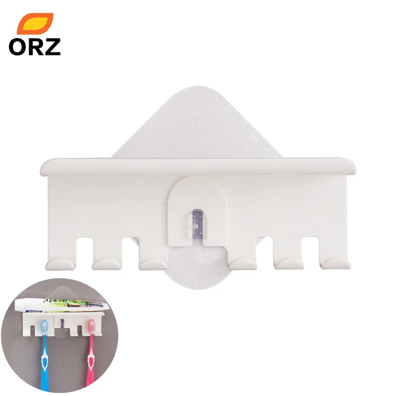 ORZ فرشاة الأسنان حامل جدار جبل سحرية ملصقا الحمام الأسرة فرشاة أسنان مجموعة جدار حامل معجون الأسنان وضع تخزين حامل رف
