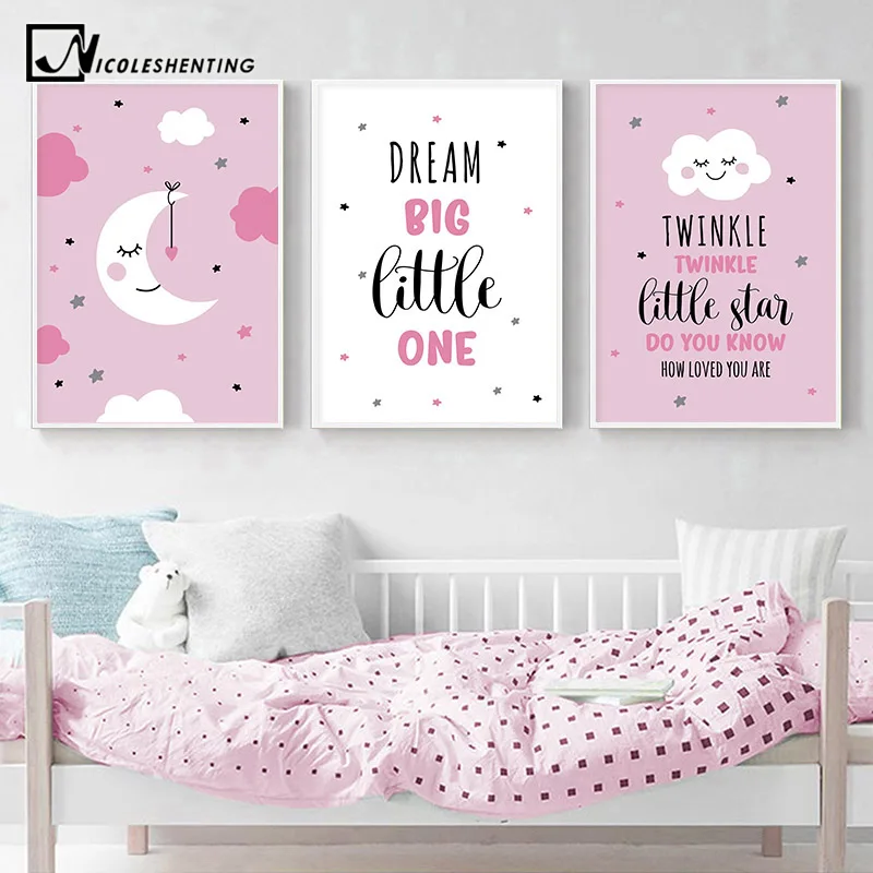 

Cartoon Moon Canvas Art Poster Nursery Quotes Decorative Print Wall Painting Decoration Picture Nordic Kid Baby Bedroom Decor
