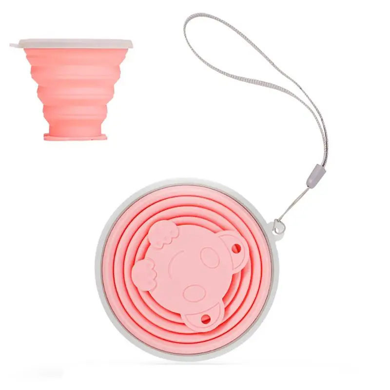 Силиконовые кофейные чайные складывающиеся чашки выдвижной питьевой чашки Инструменты Портативный Телескопический складной для путешествий - Цвет: Розовый