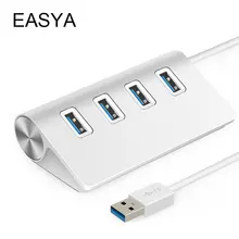 EASYA Мульти USB 3,0 концентратор адаптер портативные концентраторы USB разветвитель 4 порта 5 Гбит/с Алюминиевый сплав серебро для портативных ПК Компьютерное использование