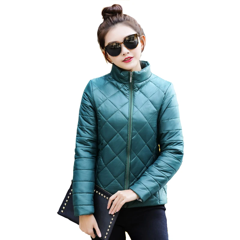 New Green Women Autumn Quilted Cute Jacket 2018 Female Slim Puffer