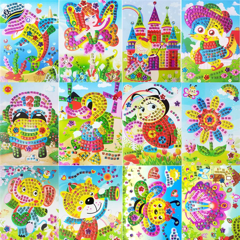 

Children Creative Handmade 3D Puzzle DIY Foam Mosaic Stickers Art EVA Cartoon Crystal 3D Sticker For Kids Educational Toys