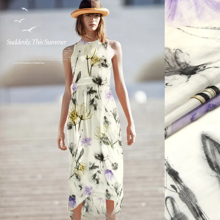 

fashion Digital Printed Silk Linen Fabric