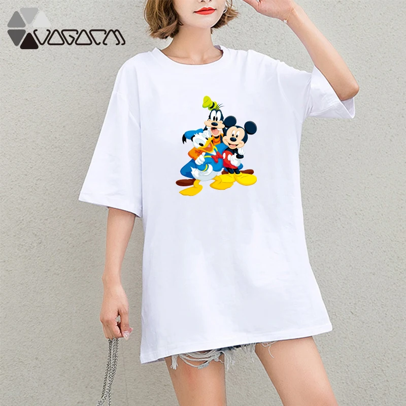 

Summer Clothes Women Casual Donald Duck Goofy Mickey Mouse Cartoon Tops Tshirt Short Sleeve Tees Plus Size T Shirts Donald Duck
