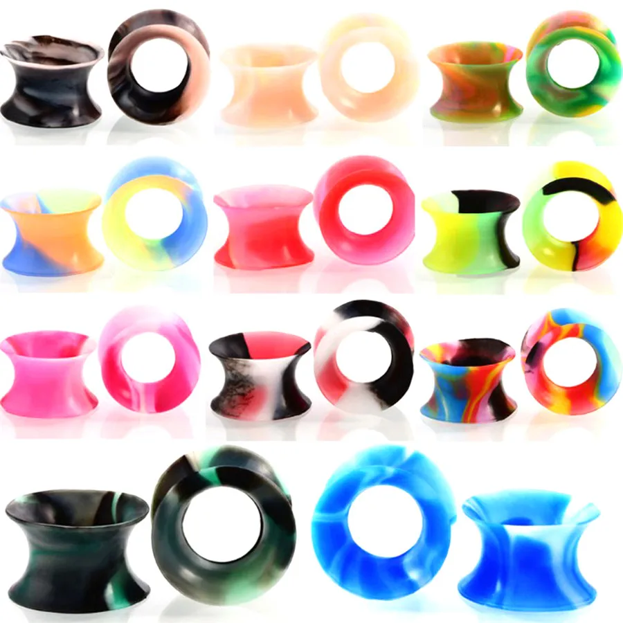 22pcs/sets Silicone Ear Piercings Gauges- Silicone Mixed Colors Ear Tunnel Ear Stretchers Gauges Plugs Gauge Body Jewelry пирсинг