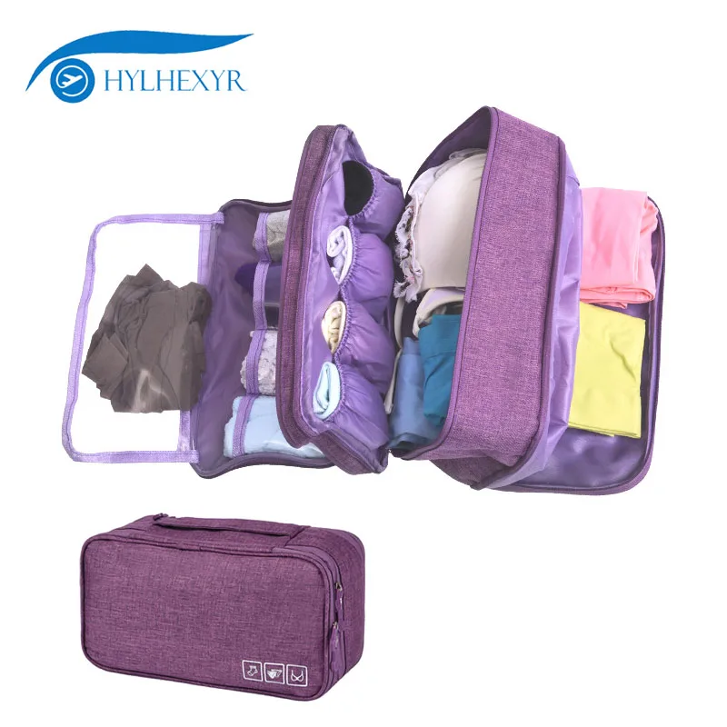 

Hylhexyr Multi Layer Bra Underwear Bag Portable Waterproof Sock Pouch Women Travel Toiletry Package Polyester Luggage Organizer