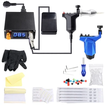 

Complete Tattoo Kit 2Tattoo Machines Gun Tattoo Set Power Supply Grips Needles Ink Cups Gloves Tips Footpedal maquinas de tatua