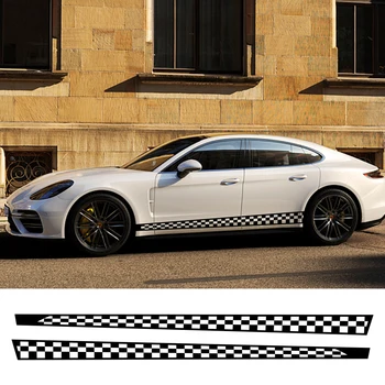 

2PCS Car Stickers For Audi Ford Lexus VW Plaid Vinyl Side Body Decoration Decal Racing Sports Styling Sticker Auto Accessories