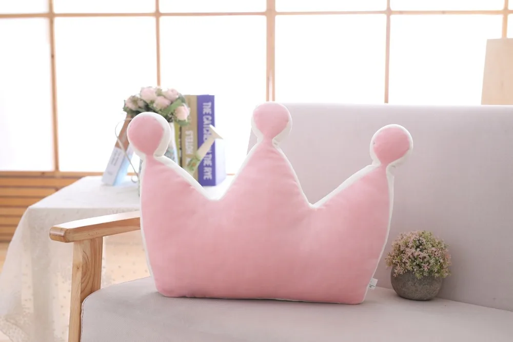 Корона в форме подушки мягкие трехточечный, кольца в виде пятиконечной Корона принца, принцессы Декор плюшевая подушка диван кресло фиолетовый/желтый/розовый/серый