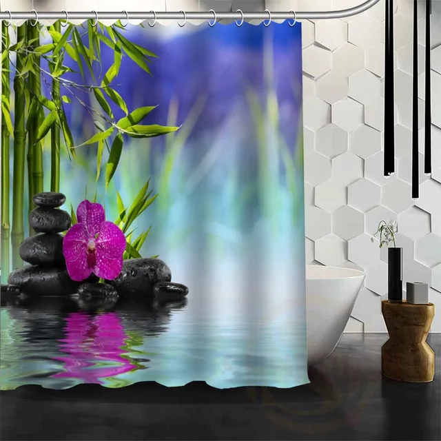 Best Nice Custom Zen Stone Shower Curtain Bath Curtain Waterproof