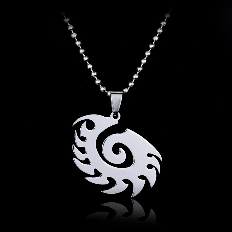 

Fashion Stainless Steel Starcraft 2 II Zerg silver Necklace Pendant Fre With Chain Titanium Steel Jewelry For Men Boy Gifts