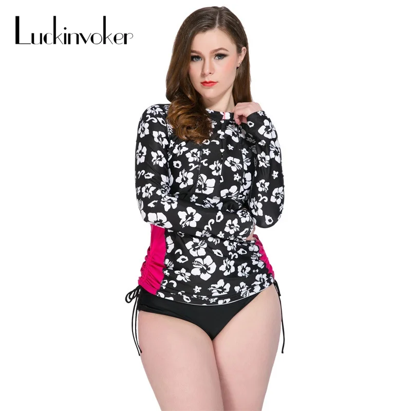 

Rash Guard Women Long Sleeve Swim Shirts Anti-UV Plus Size Swimsuit For Women Surfing Suit Sun Protection Rashguard Surfing Tops