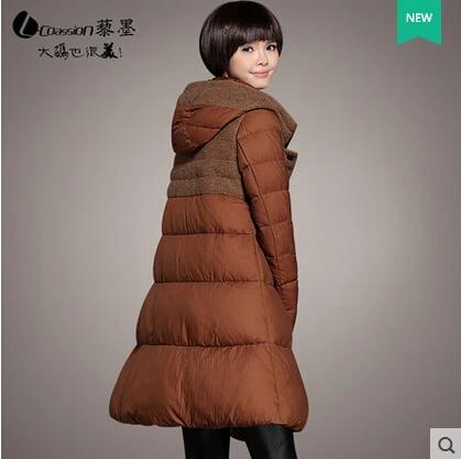 Cheap 2015 New Hot Winter Thicken Warm Woman Down jacket Coat Parkas Outerwear Hooded Splice Mid Long Plus Size 3XXXL Luxury Cold