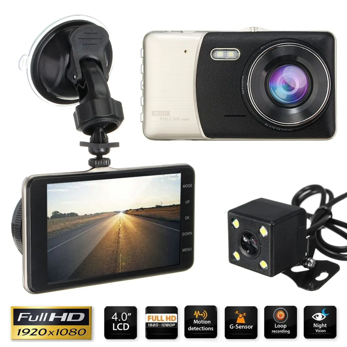 

Mini 4 Inch 1080P Car DVR Camera Dual Lens Camera Recorder Dash Camera Vehicle Full HD 170 Degree Parking Video Recorder