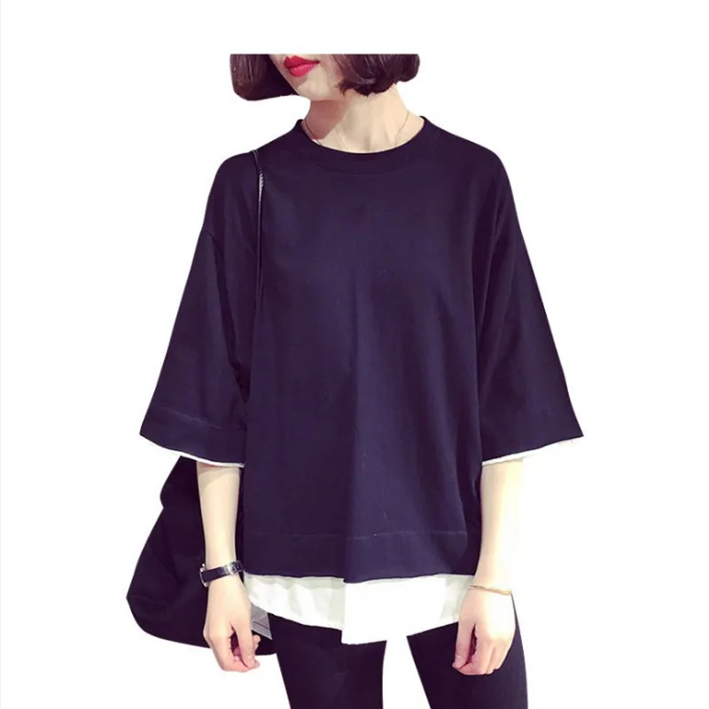

2019 1/2 long sleeve oversized shirt plus size o-neck shirts summer clothes for women streetwear t-shirt women casual tee shirt