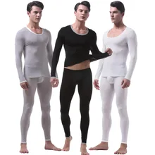 Для мужчин нижнее бельё для девочек один комплект зима мужское термобелье пикантные прозрачный ледяной шелк кальсоны мужчин мягкие однотонные Цвет Н