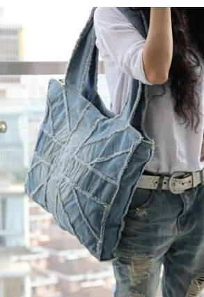 Модные сумки, сумка на плечо, джинсовая Женская Ручная стирка, рисовая сумка