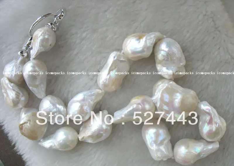 

Wholesale free shipping >>Natural freshwater pearl white reborn keshi necklace