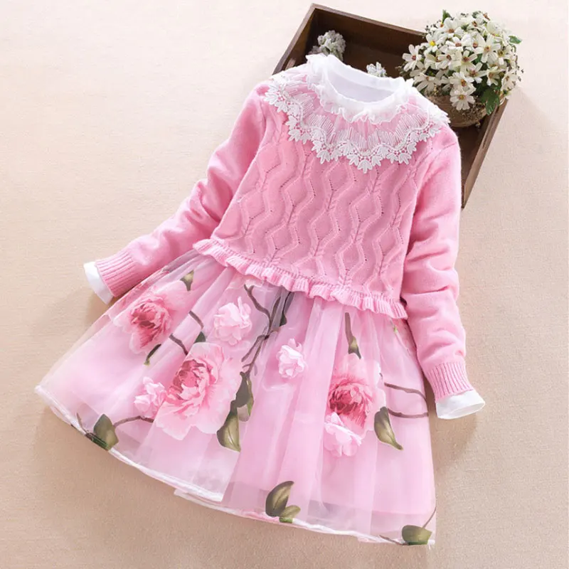 Girls Clothing set Autumn Winter Kids Sweater+Princess Dress 2pcs Suit for girl Party Wedding Dresses Children clothes368 10 11Y