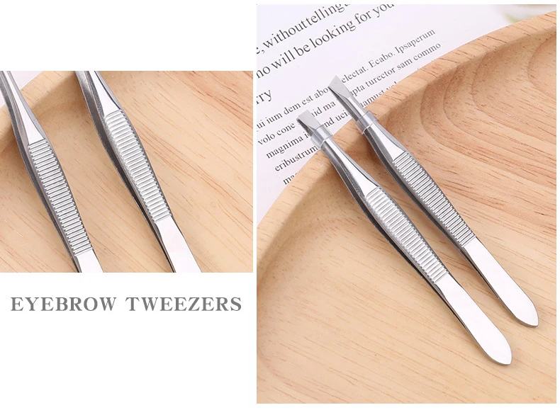 YOUSHA 2 шт бровей нержавеющая сталь Tweezers Пинцет Плоские пинцеты средство для снятия макияжа бровей наращивание ресниц щипцы инструмент красоты