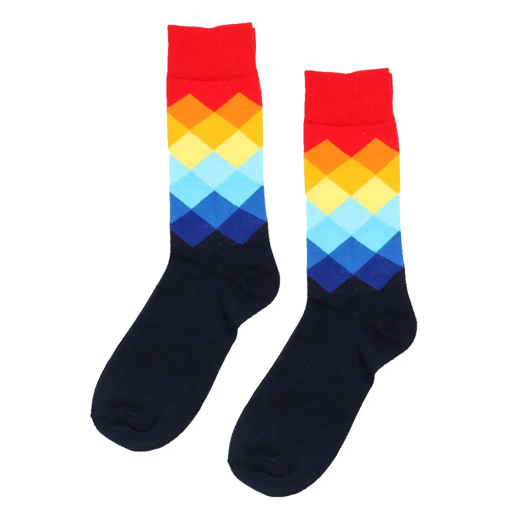 

1pair Men's Cotton Winter Warm Casual Long Socks Plaid Calcetines Multi-Color Desigh Socks Wholesale Full Cotton British Style