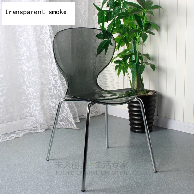 Минималистичный современный Штабелируемый Прозрачный Акриловый Обеденный стул кофейное кресло Модная современная столовая мебель стулья 2 шт - Цвет: Transparent smoke