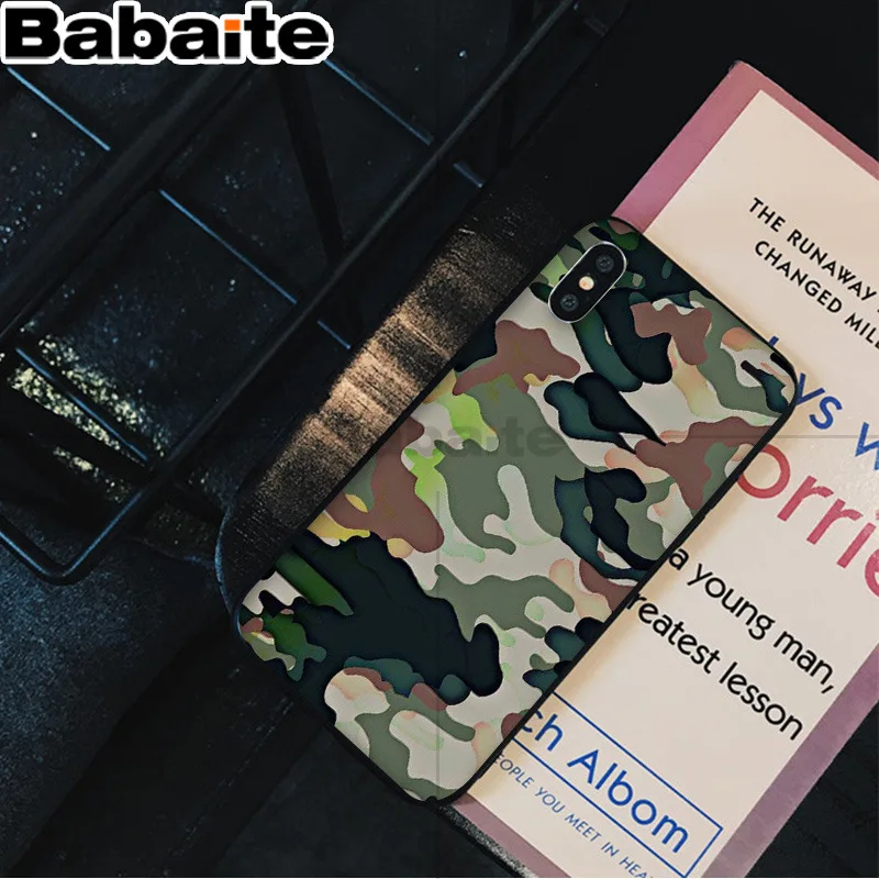 Babaite Камуфляжный узор камуфляж военный армейский мягкий резиновый черный чехол для телефона для Apple iPhone 8 7 6 6S Plus X XS MAX 5 5S SE XR