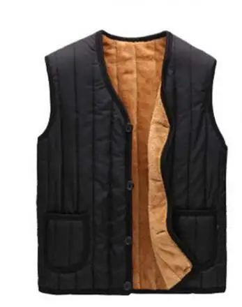 

2019 autumn/winter men's jacket warm sleeveless jacket casual men's waistcoat wool black waistcoat large 3XL