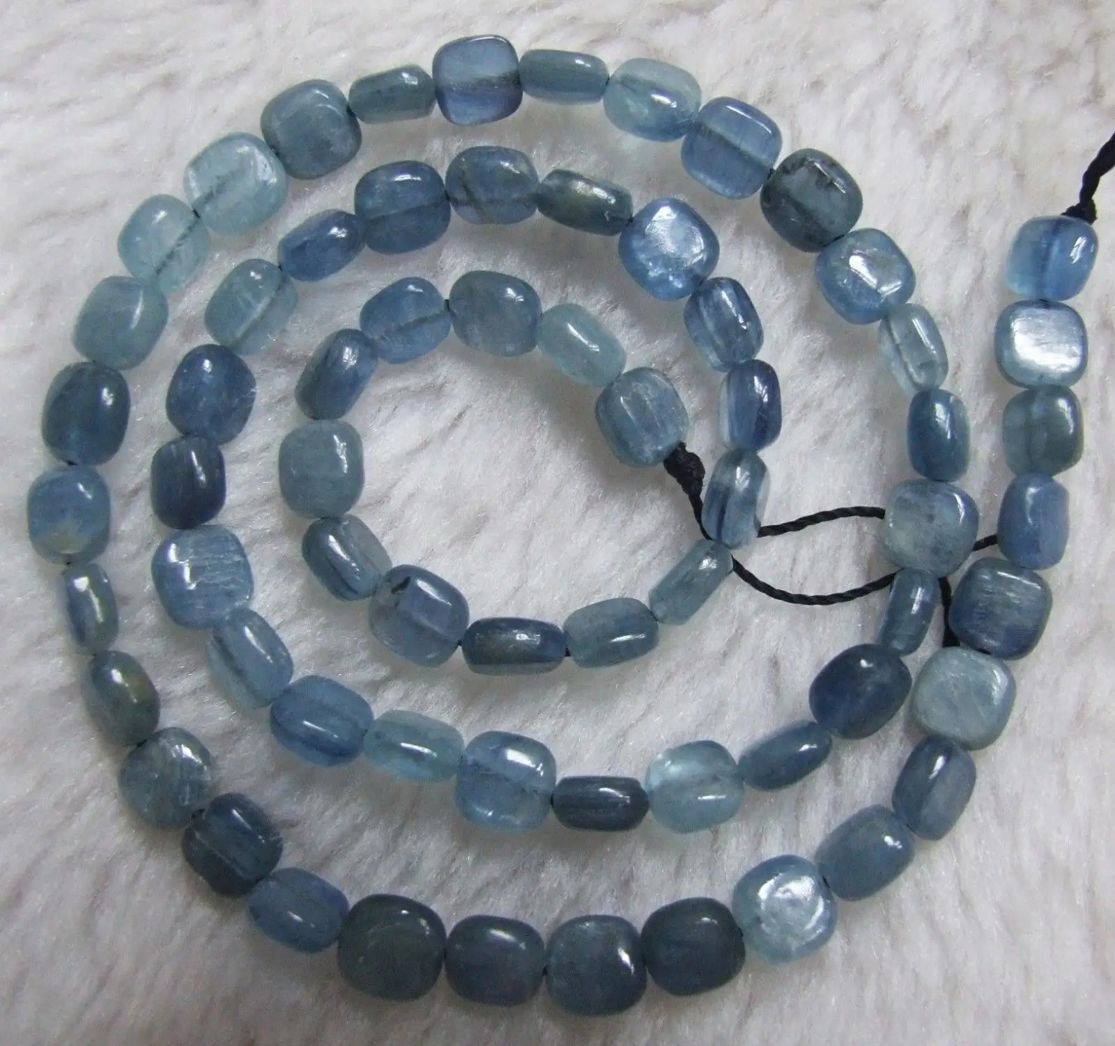 

6mm Natural Blue Kyanite Square Loose Beads 15.5"