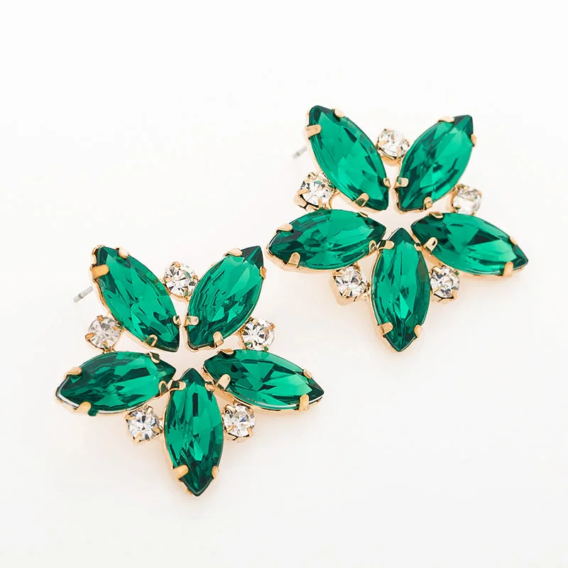 Crystal large flower full riebeckite stud earring earrings E076in Stud