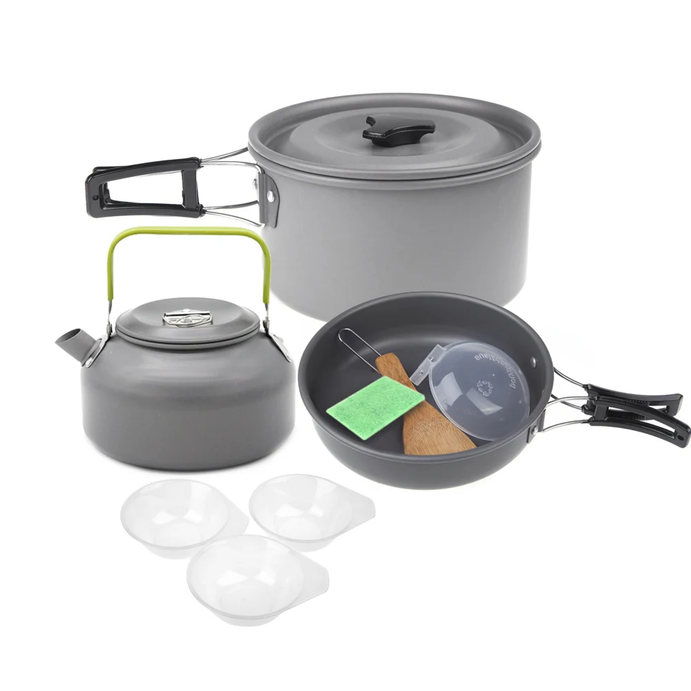 Aluminum Oxide Outdoor Camping Pot Set 2 3 Person Hiking Backpacking