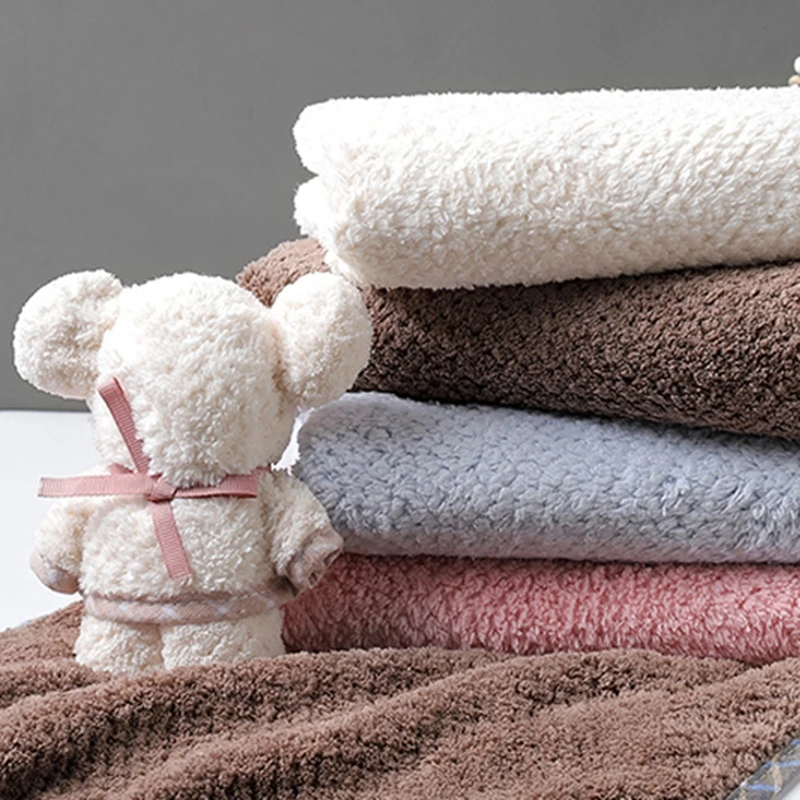 

Coral Velvet Hand Towel Cute Bear Animal Kitchen Bath Hanging Wipe Soft Towel Gift