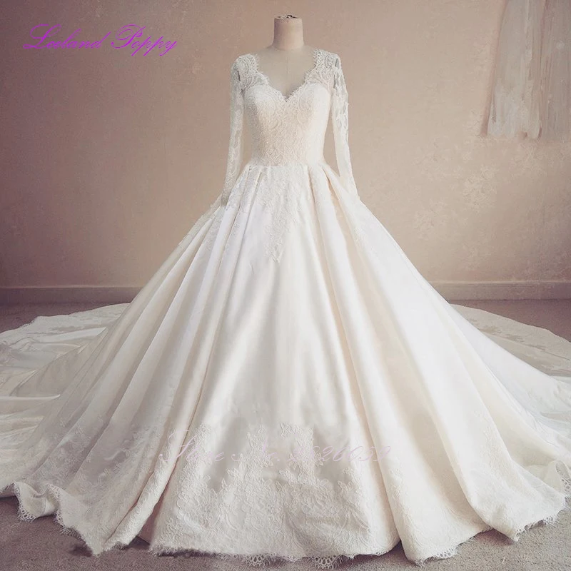 Исландии мака Для женщин Свадебные платья А из атласа с длинным рукавом Vestido Де